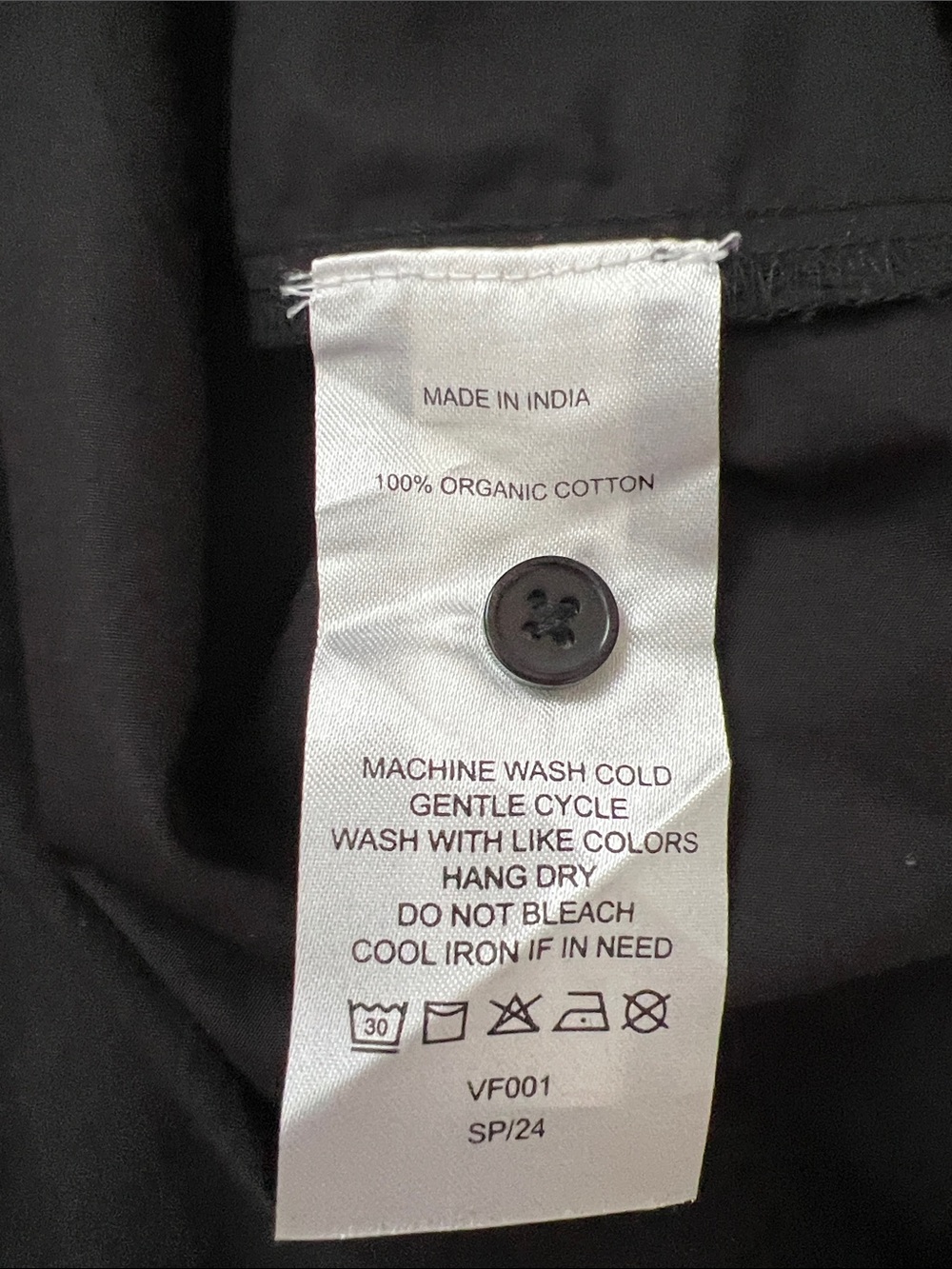 NWT Quince Cotton Poplin Puff Sleeve Button Front Band Collar Blouse Black Large - Picture 6 of 8